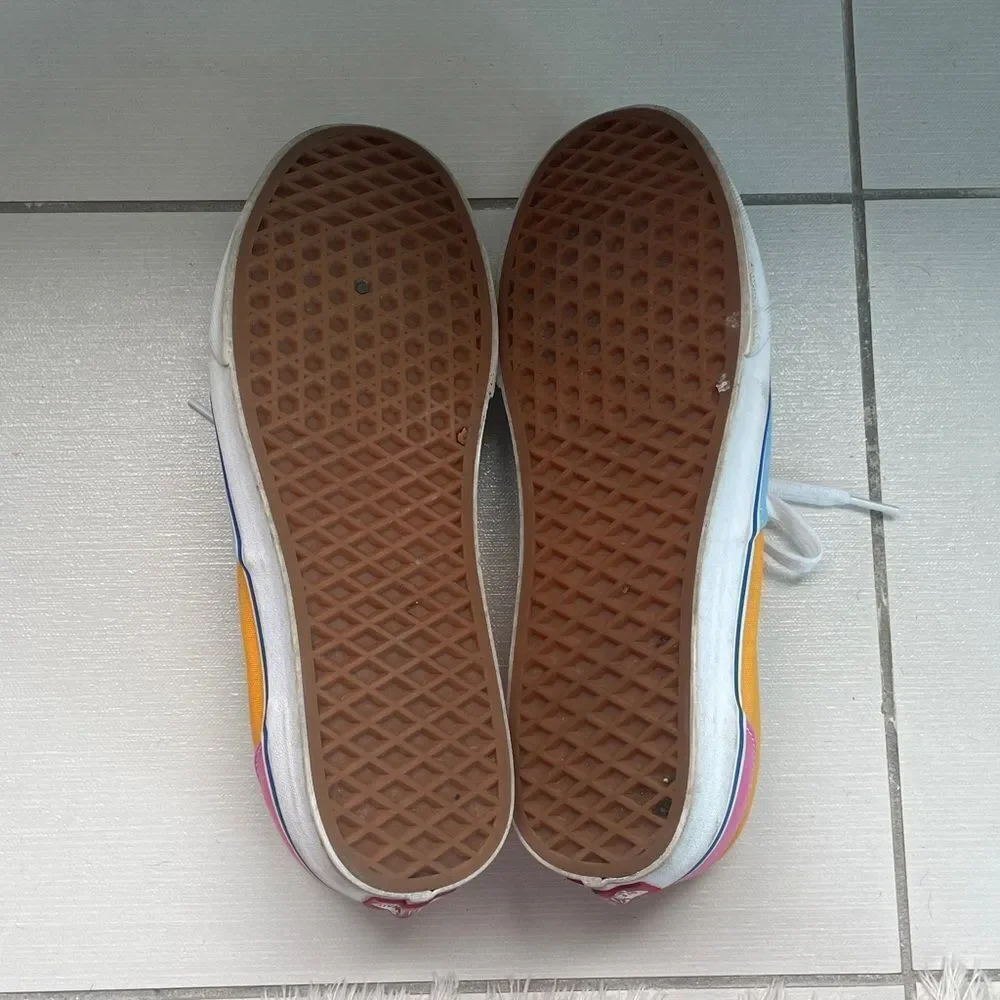 Vans Blue, Yellow, and Pink Low-Top Sneakers